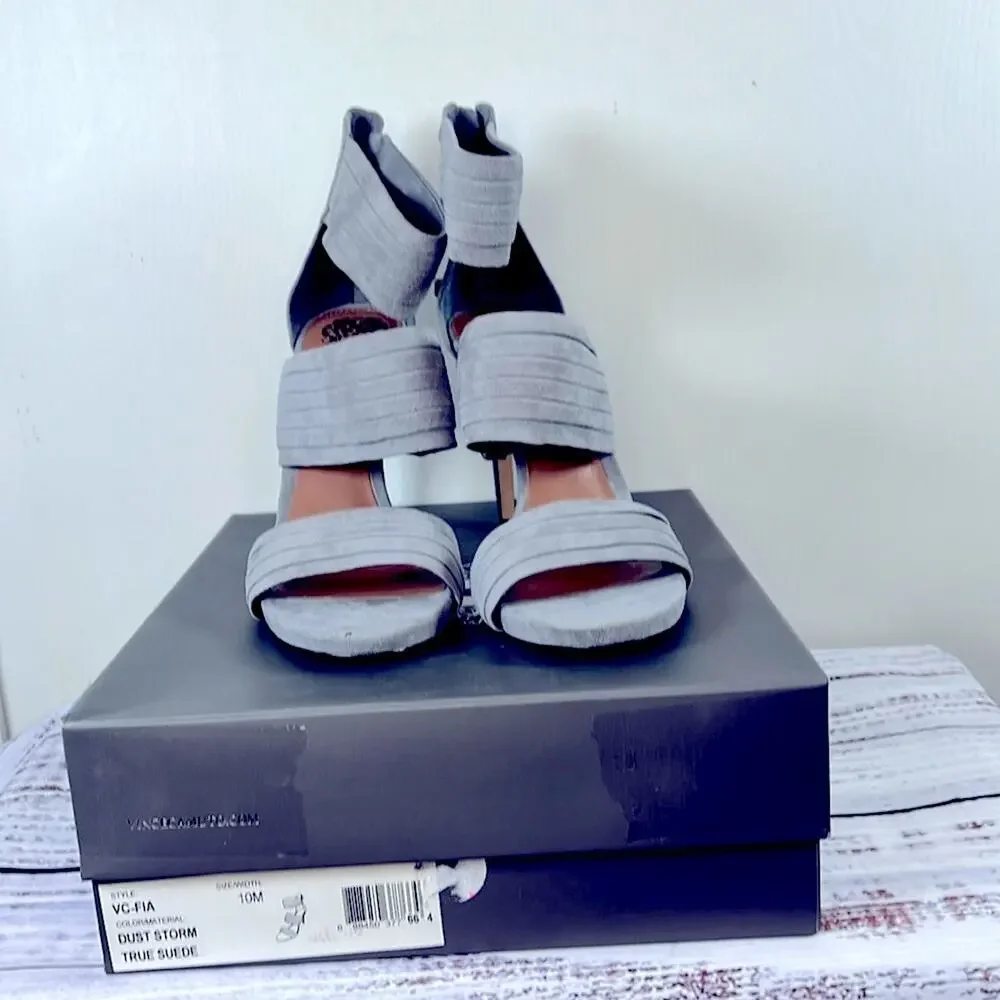 Vince Camuto Fia Suede Heels in Dust Storm w/ Box size 10
